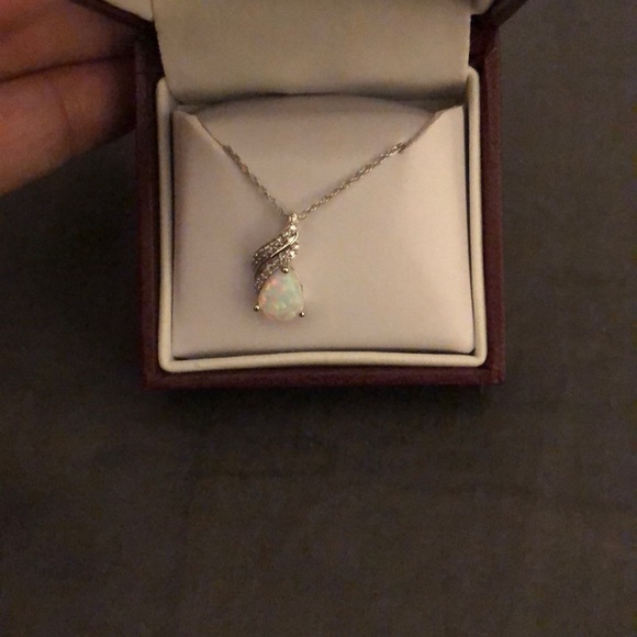 Helzberg’s Opal & Diamond Necklace - Picture 1 of 1